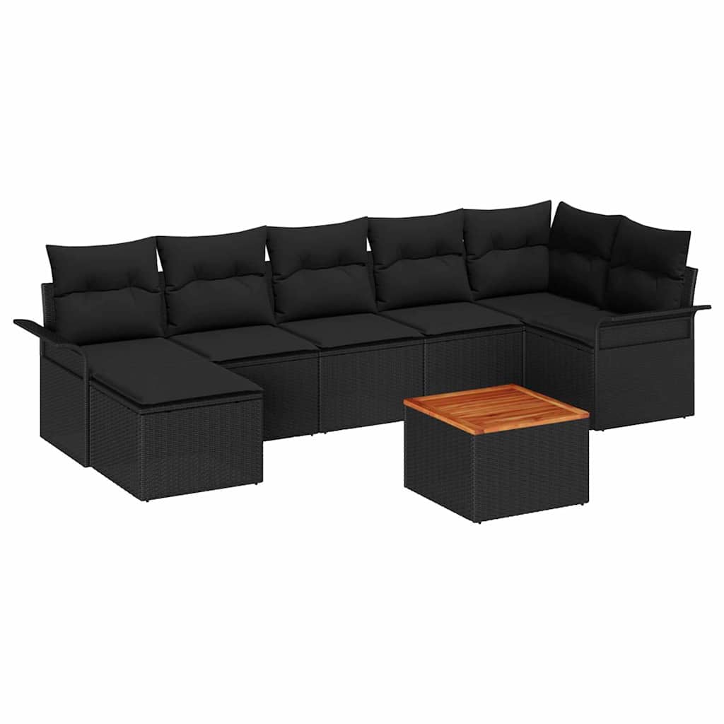 Set de canapele pentru grădină cu pernă 8 pcs Negru poliratan GartenMobel Dekor