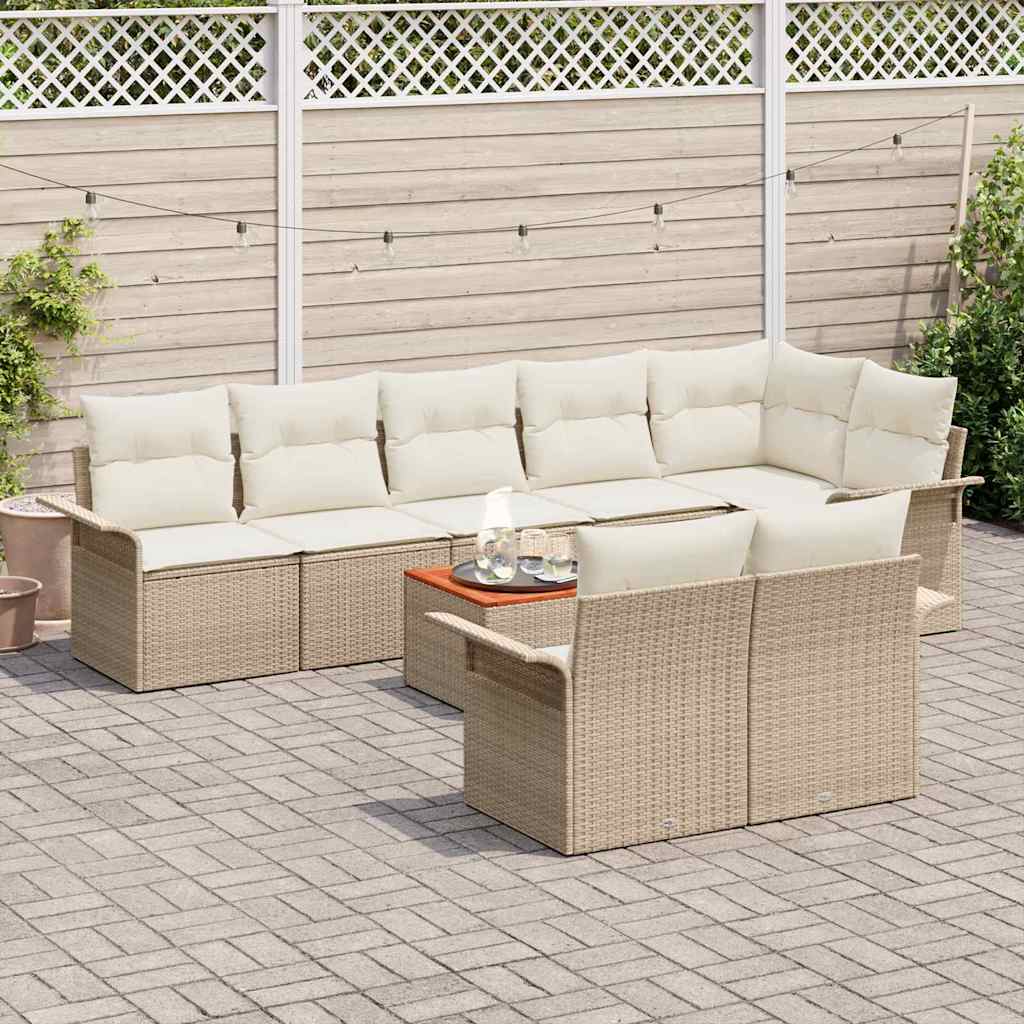 Set de canapele pentru grădină cu pernă 9 pcs Bej poliratan GartenMobel Dekor