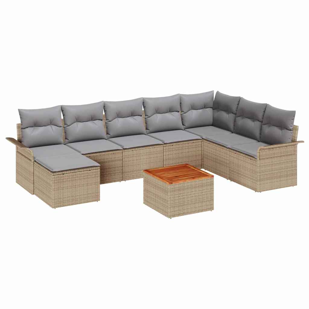 Set de canapele pentru grădină cu pernă 9 pcs Bej poliratan GartenMobel Dekor