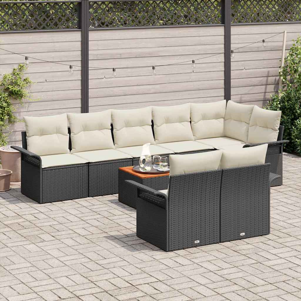 Set de canapele pentru grădină cu pernă 9 pcs Negru poliratan GartenMobel Dekor