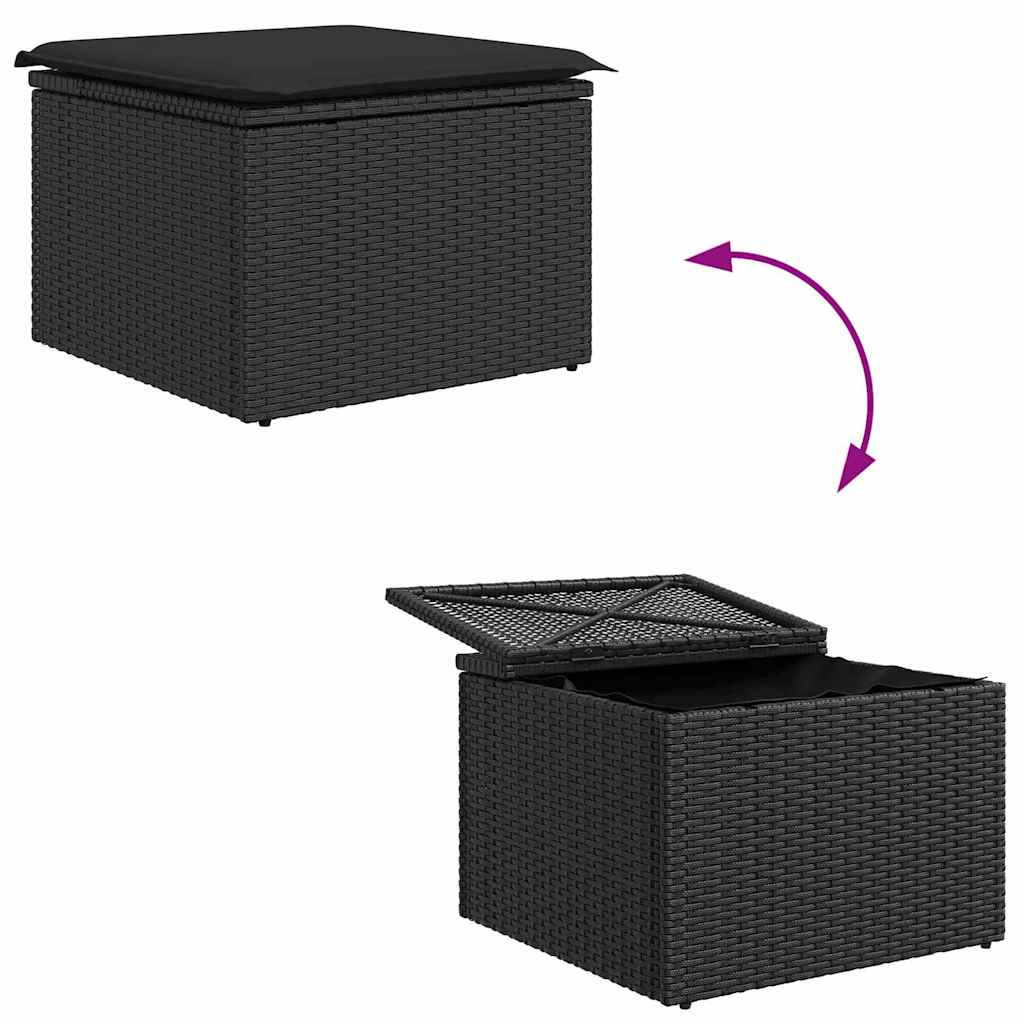 Set de canapele pentru grădină cu pernă 9 pcs Negru poliratan GartenMobel Dekor