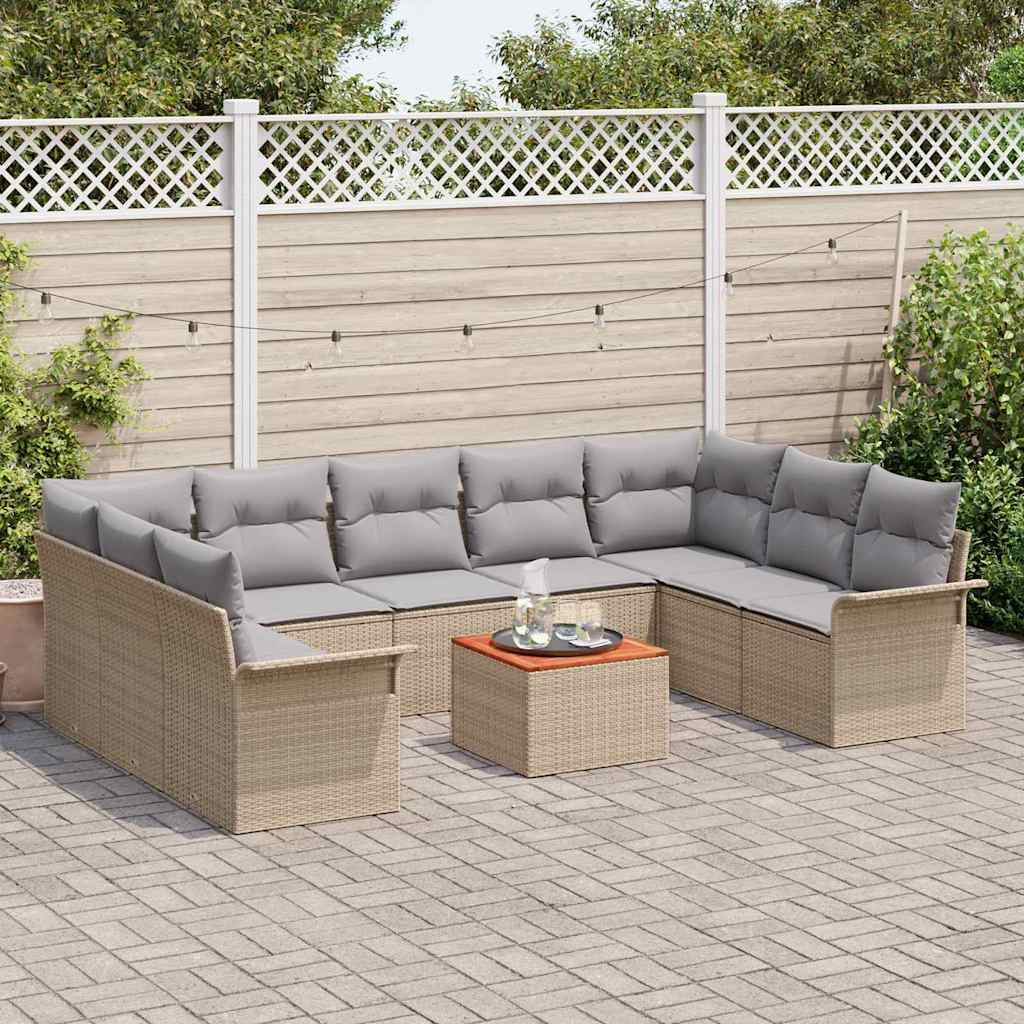 Set de canapele pentru grădină cu pernă 10 pcs Bej poliratan GartenMobel Dekor