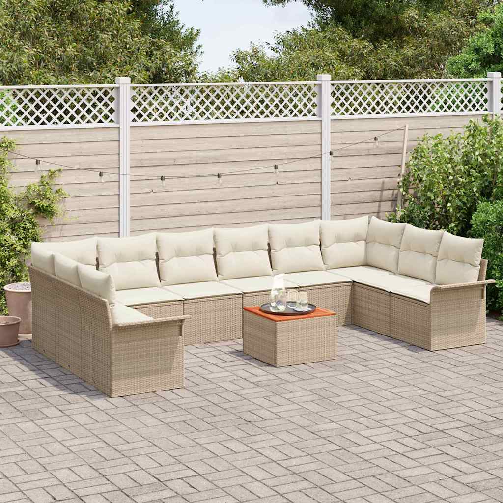 Set de canapele pentru grădină cu pernă 11 pcs Bej poliratan GartenMobel Dekor