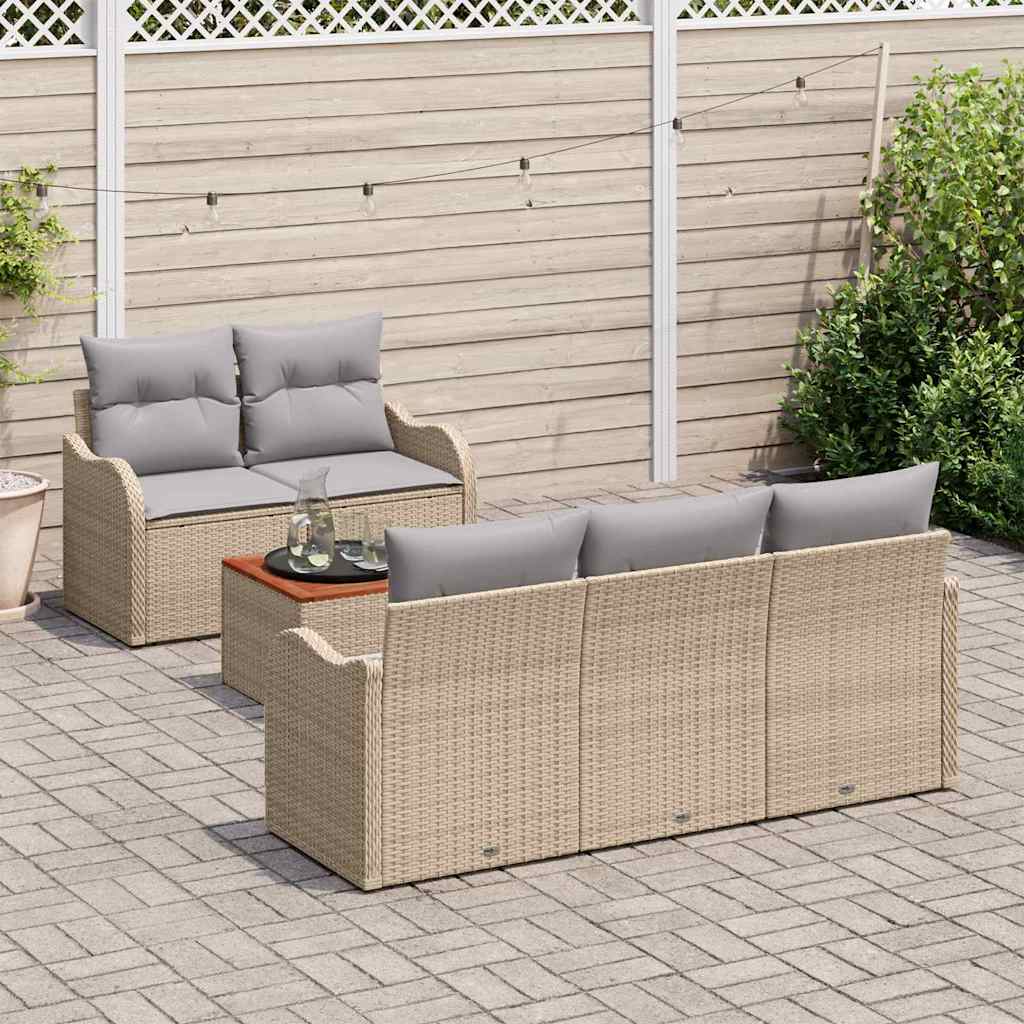 Set de canapele pentru grădină cu pernă 6 pcs Bej poliratan GartenMobel Dekor