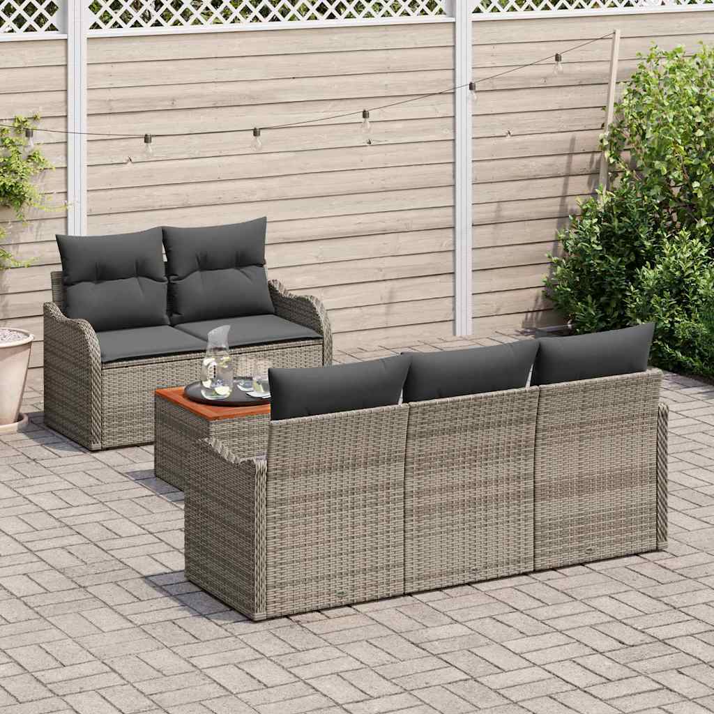 Set de canapele pentru grădină cu pernă 6 pcs Gri poliratan GartenMobel Dekor