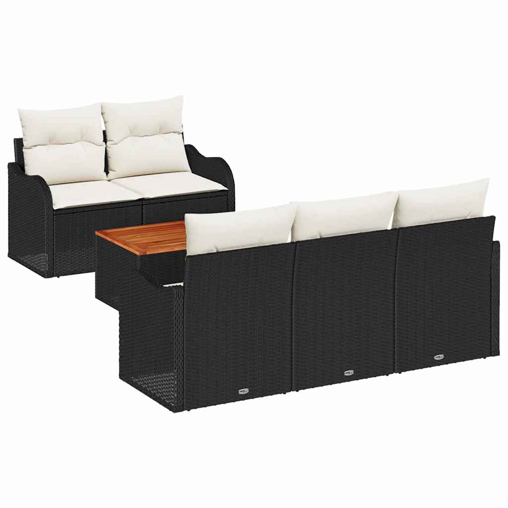 Set de canapele pentru grădină cu pernă 6 pcs Negru poliratan GartenMobel Dekor
