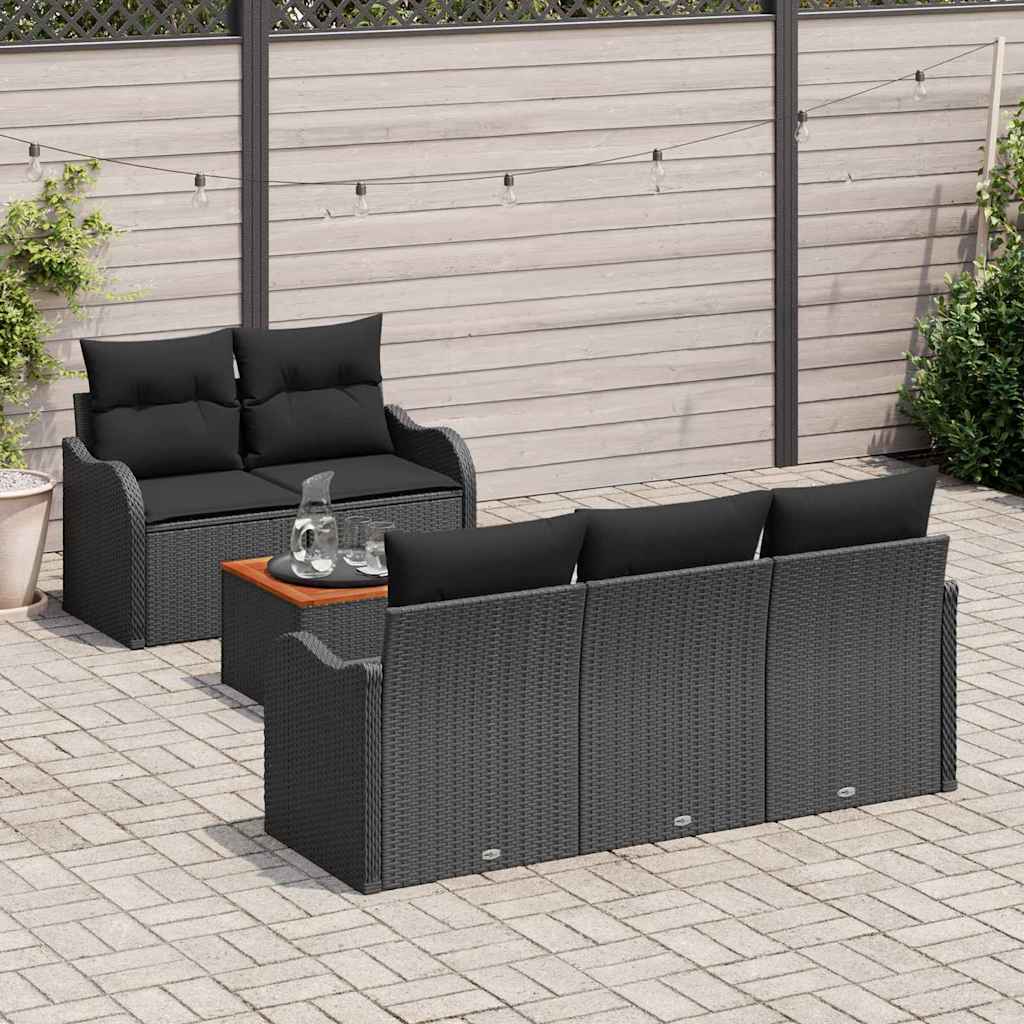 Set de canapele pentru grădină cu pernă 6 pcs Negru poliratan GartenMobel Dekor