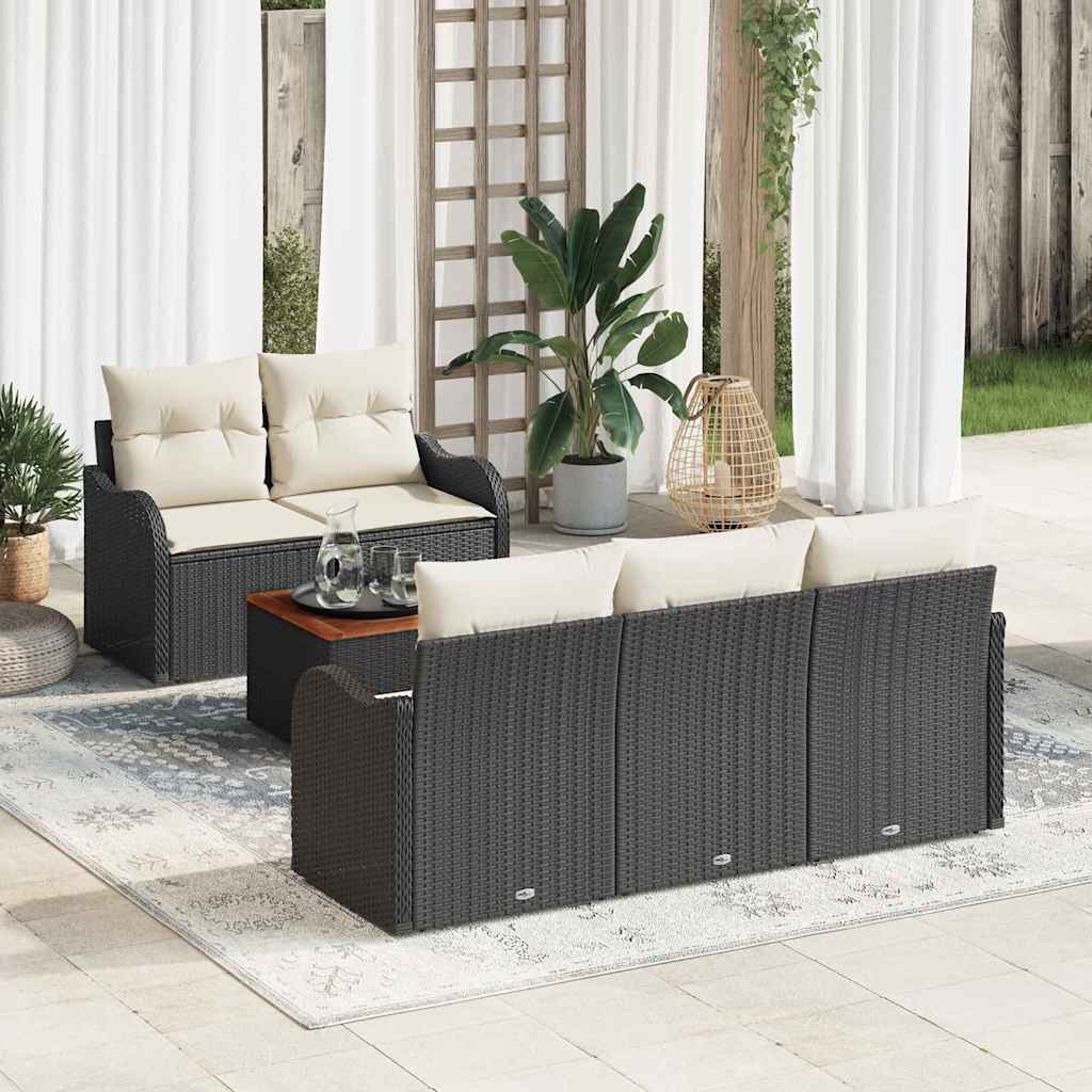 Set de canapele pentru grădină cu pernă 6 pcs Negru poliratan GartenMobel Dekor