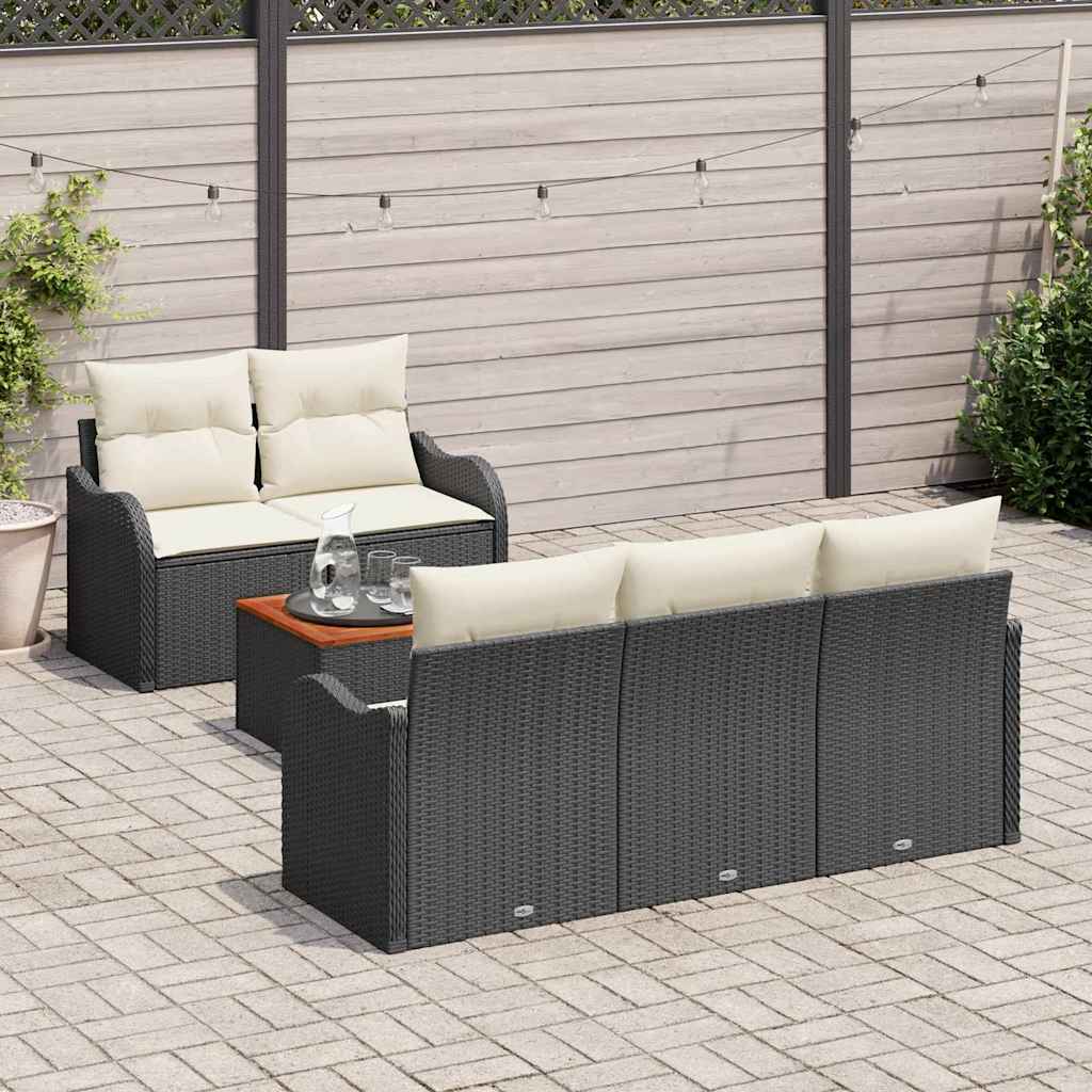 Set de canapele pentru grădină cu pernă 6 pcs Negru poliratan GartenMobel Dekor