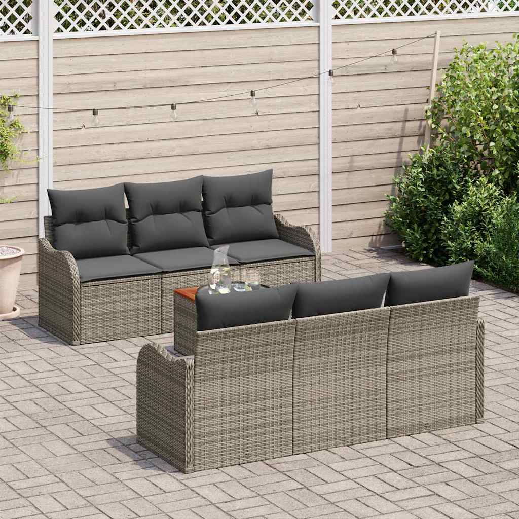 Set de canapele pentru grădină cu pernă 7 pcs Gri poliratan GartenMobel Dekor