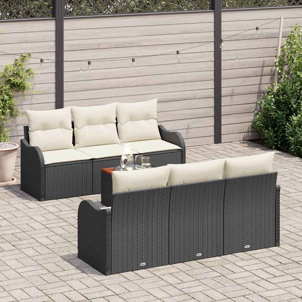 Set de canapele pentru grădină cu pernă 7 pcs Negru poliratan GartenMobel Dekor