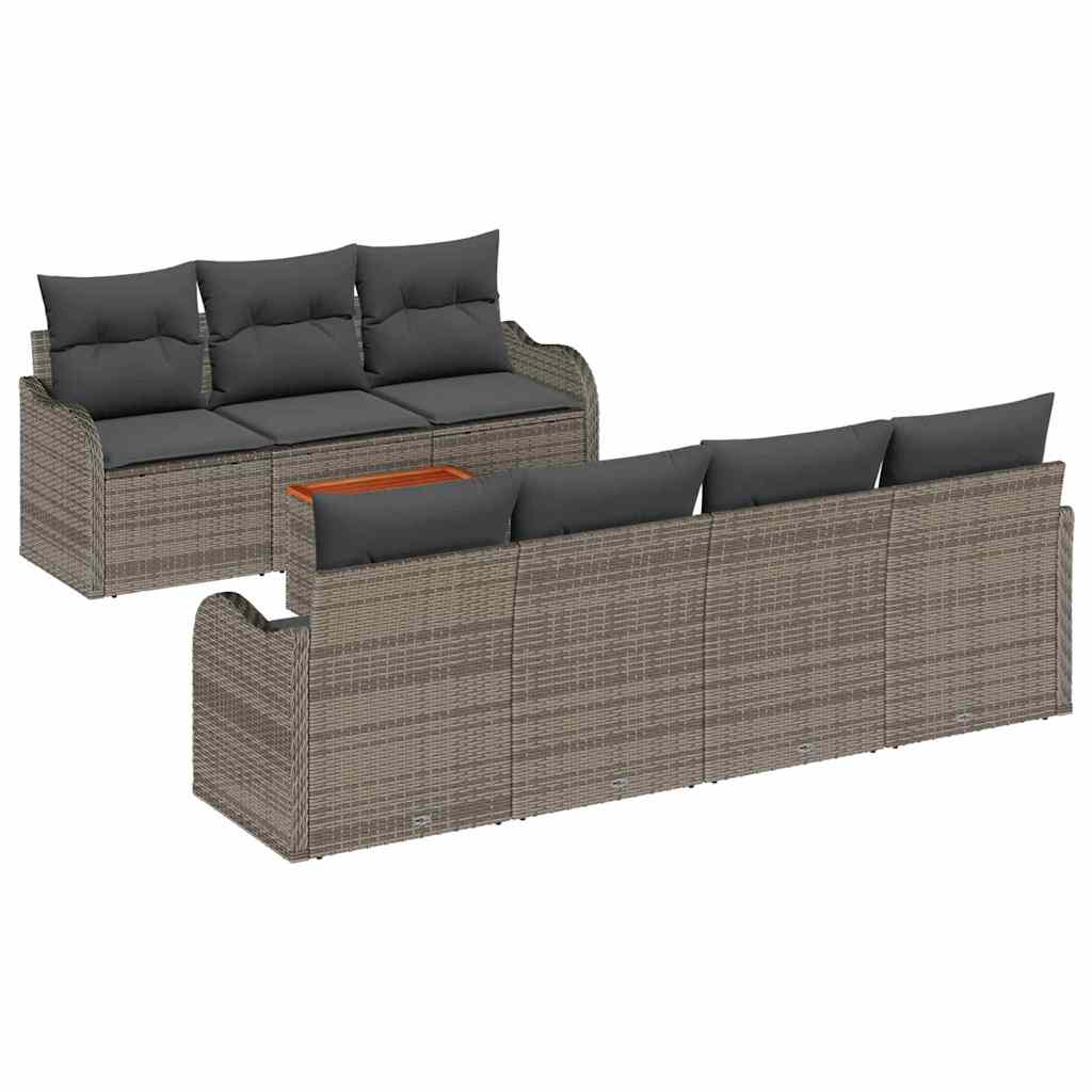 Set de canapele pentru grădină cu pernă 8 pcs Gri poliratan GartenMobel Dekor