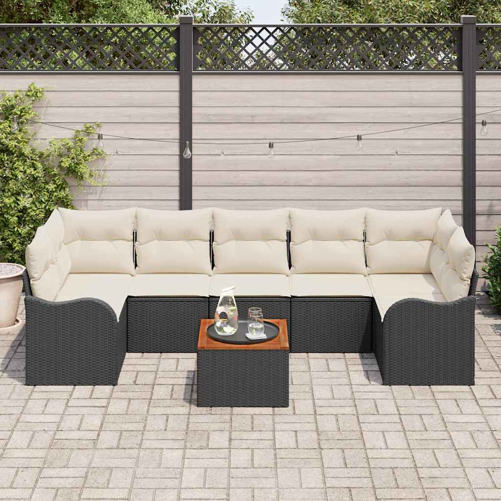 Set de canapele pentru grădină cu pernă 8 pcs Negru poliratan GartenMobel Dekor