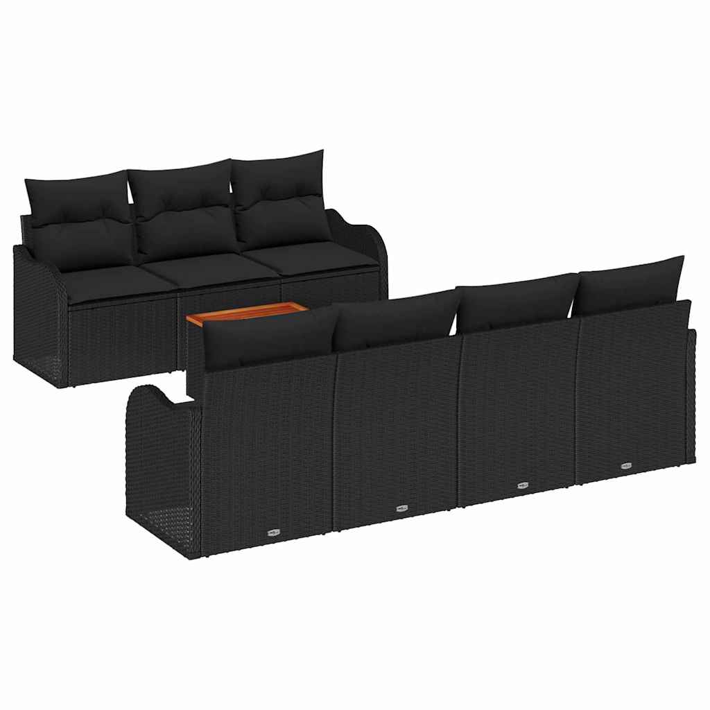 Set de canapele pentru grădină cu pernă 8 pcs Negru poliratan GartenMobel Dekor