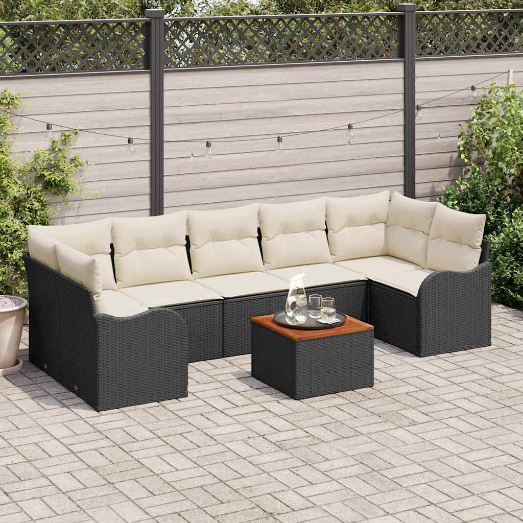 Set de canapele pentru grădină cu pernă 8 pcs Negru poliratan GartenMobel Dekor