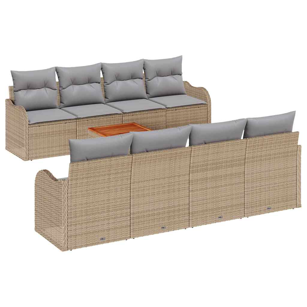 Set de canapele pentru grădină cu pernă 9 pcs Bej poliratan GartenMobel Dekor