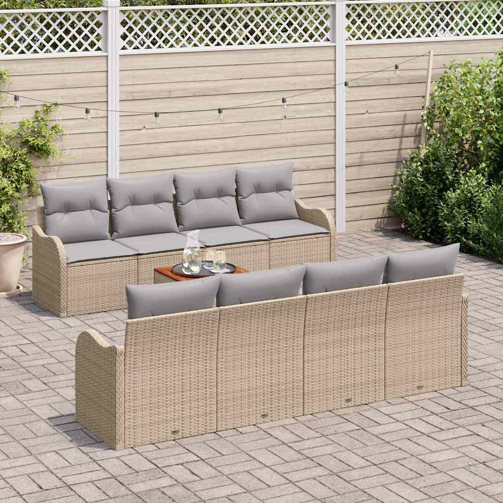 Set de canapele pentru grădină cu pernă 9 pcs Bej poliratan GartenMobel Dekor