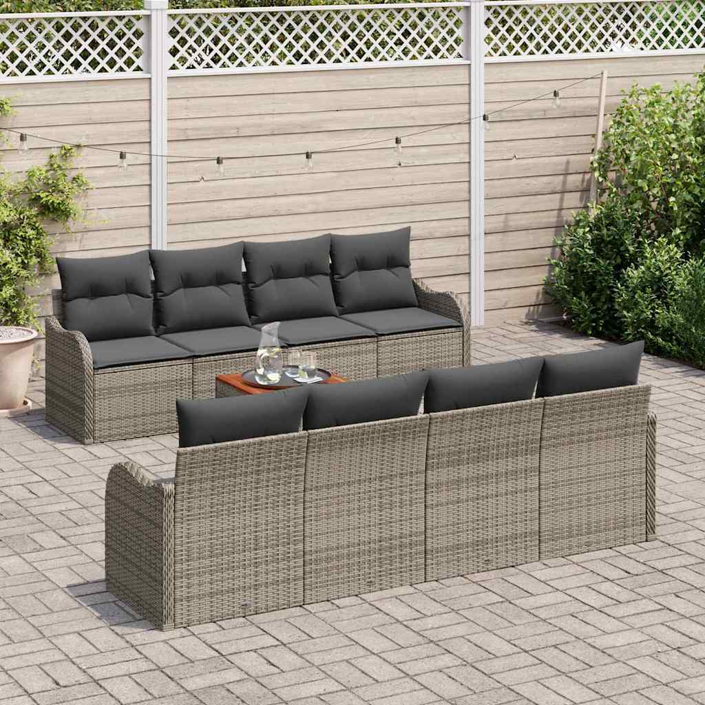 Set de canapele pentru grădină cu pernă 9 pcs Gri poliratan GartenMobel Dekor