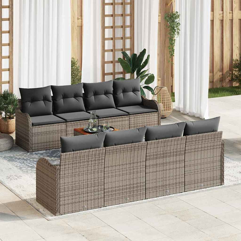 Set de canapele pentru grădină cu pernă 9 pcs Gri poliratan GartenMobel Dekor