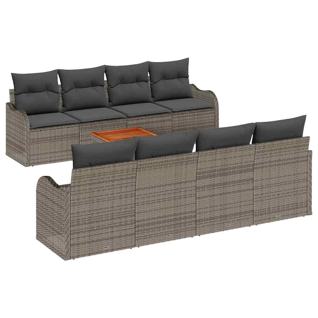 Set de canapele pentru grădină cu pernă 9 pcs Gri poliratan GartenMobel Dekor