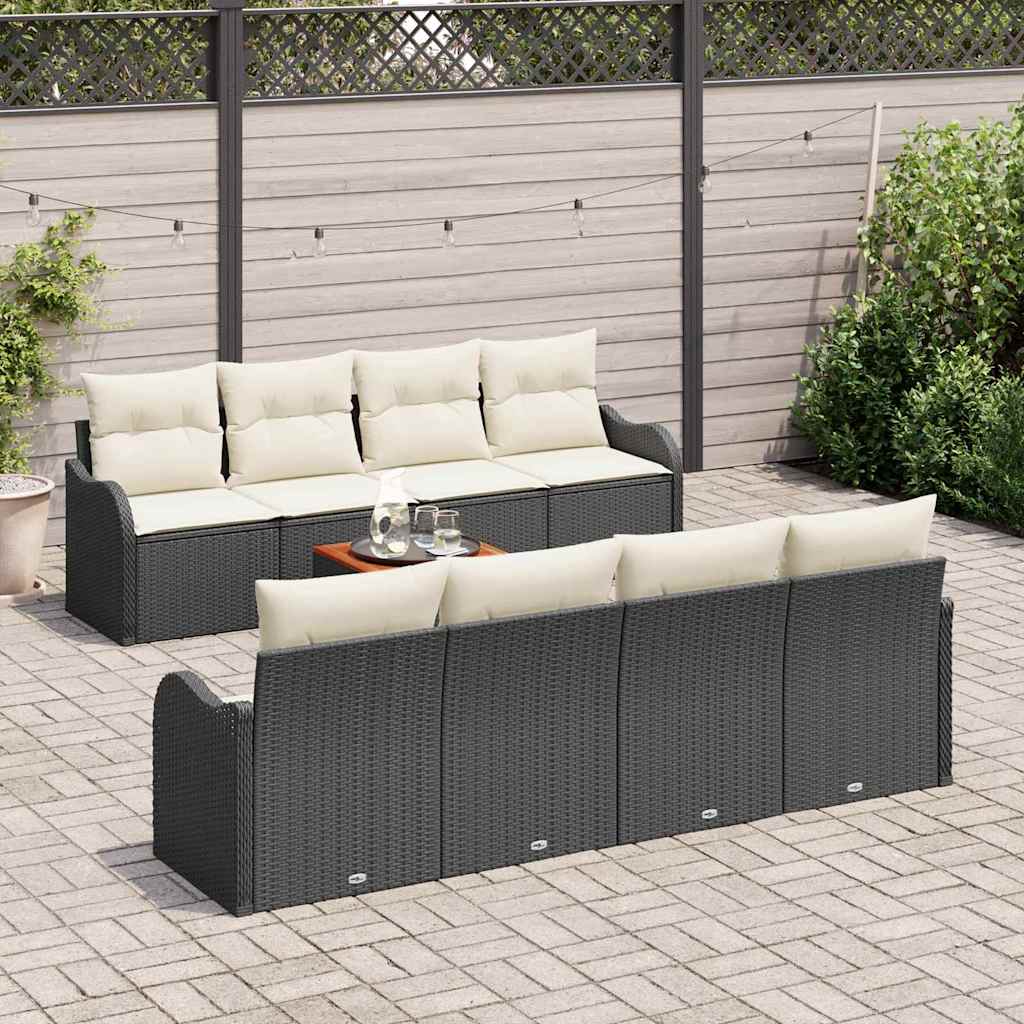 Set de canapele pentru grădină cu pernă 9 pcs Negru poliratan GartenMobel Dekor