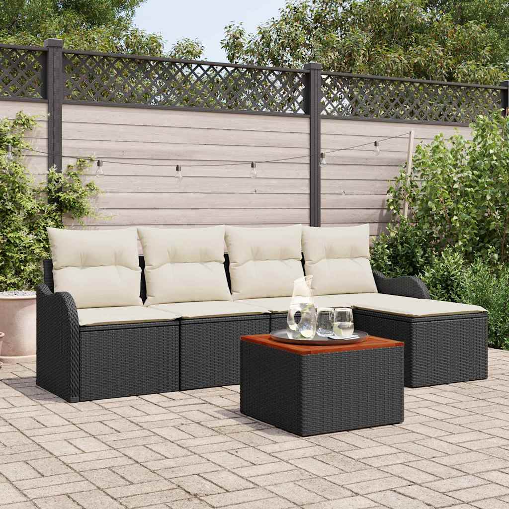 Set de canapele pentru grădină cu pernă 6 pcs Negru poliratan GartenMobel Dekor
