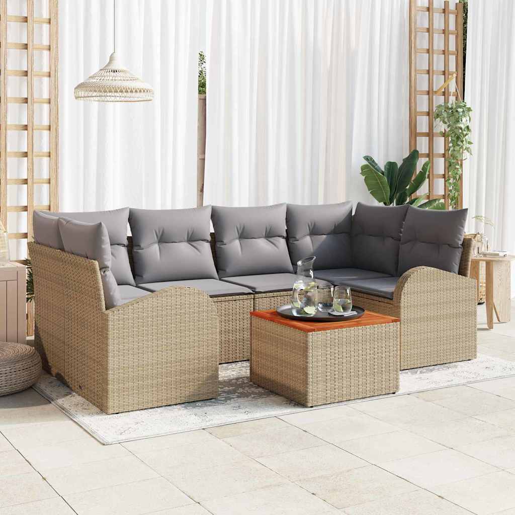 Set de canapele pentru grădină cu pernă 7 pcs Bej poliratan GartenMobel Dekor