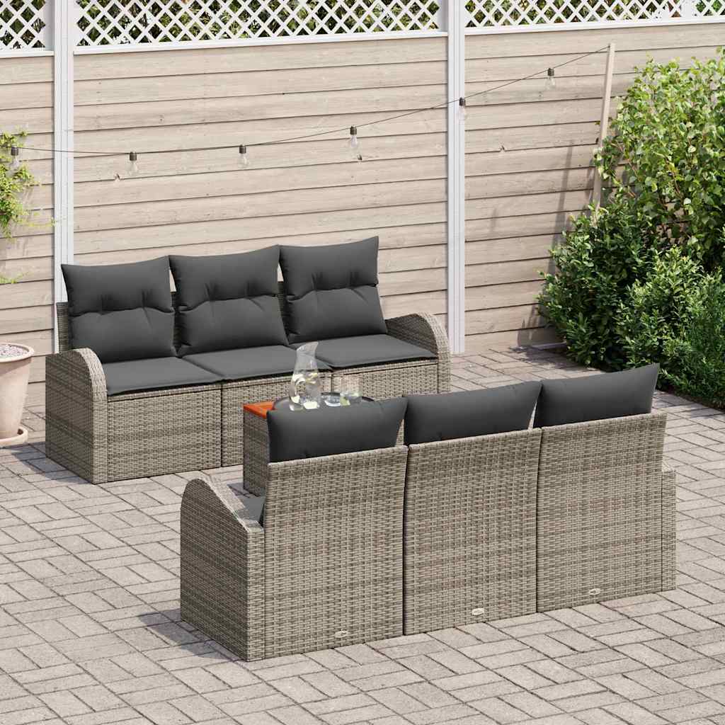 Set de canapele pentru grădină cu pernă 7 pcs Gri poliratan GartenMobel Dekor