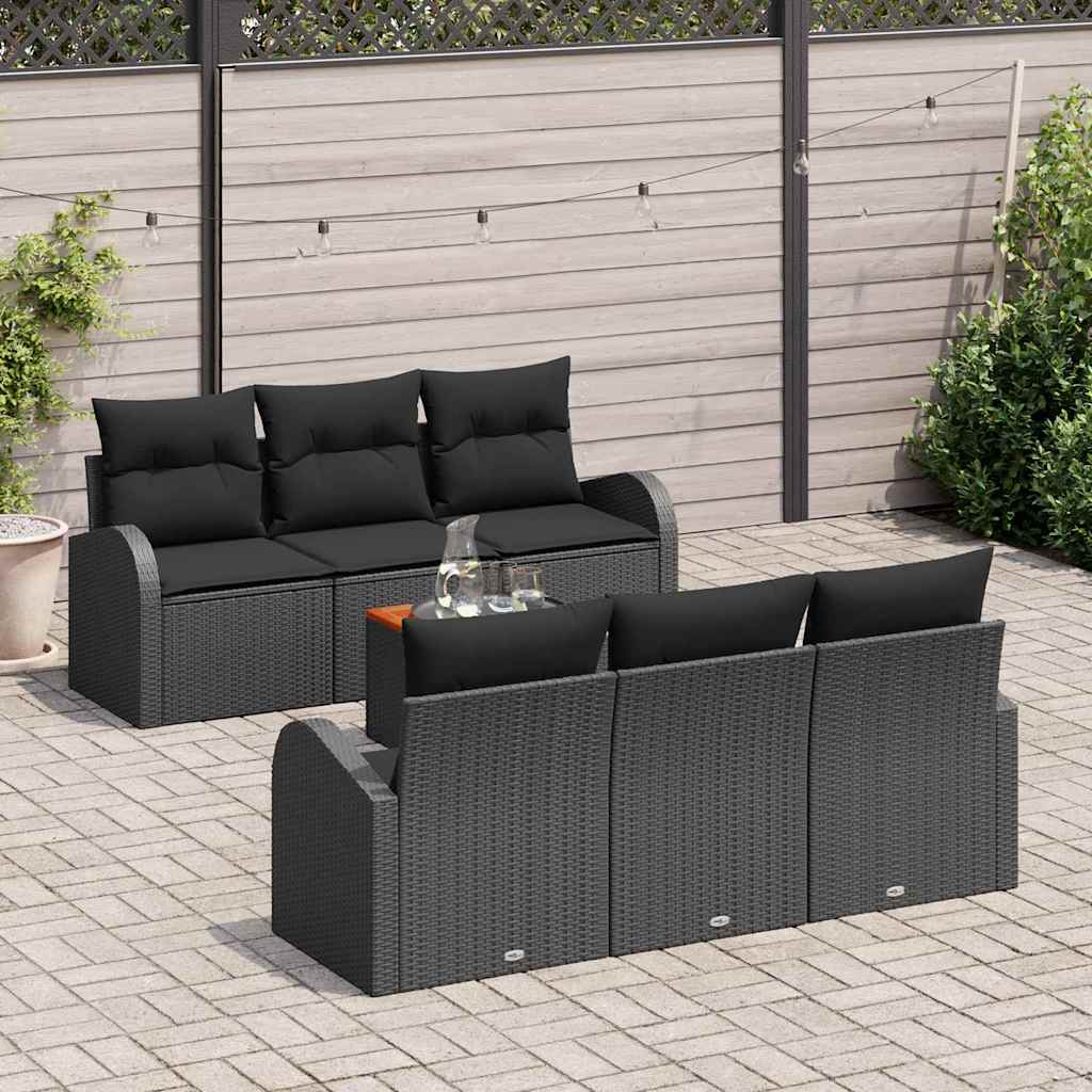 Set de canapele pentru grădină cu pernă 7 pcs Negru poliratan GartenMobel Dekor