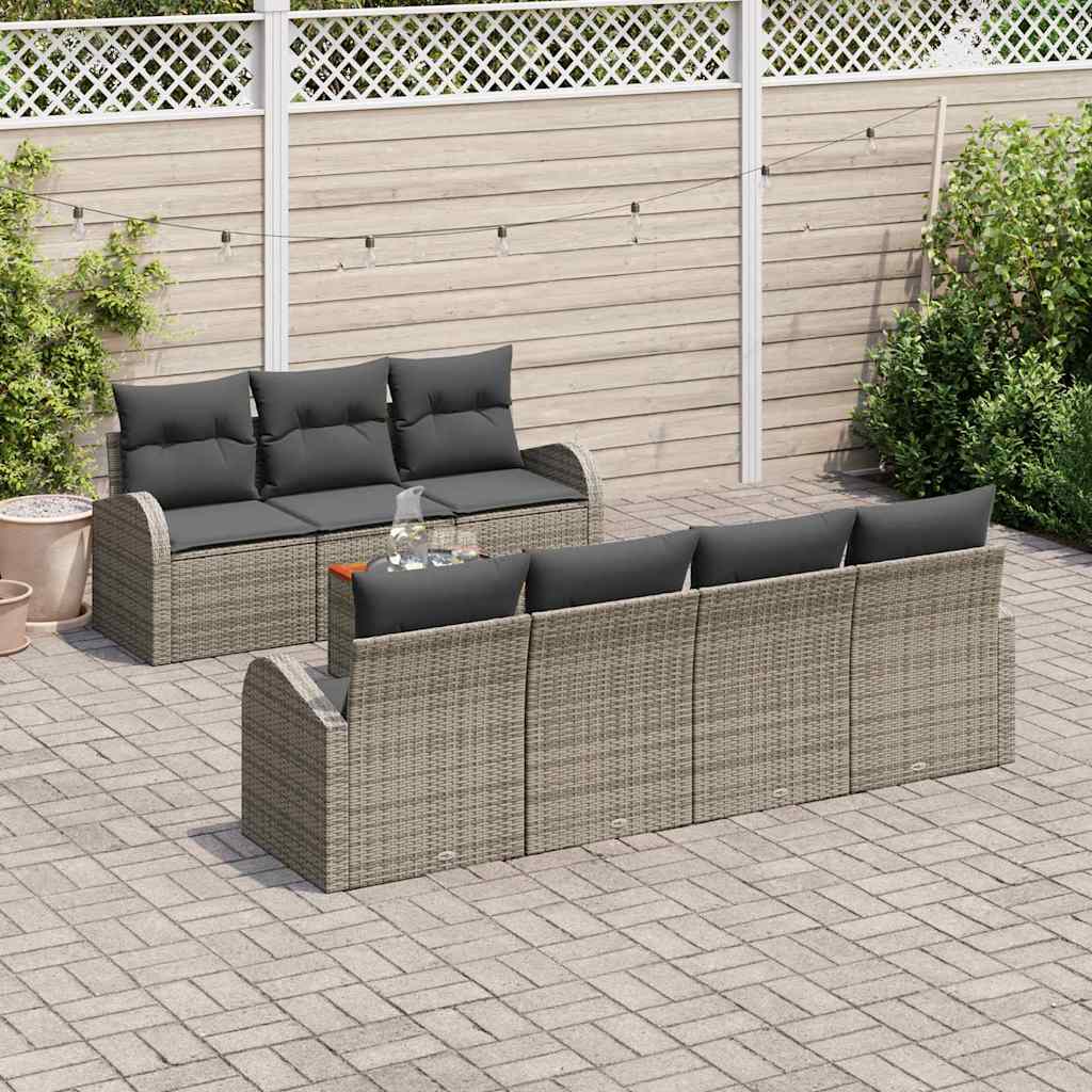 Set de canapele pentru grădină cu pernă 8 pcs Gri poliratan GartenMobel Dekor