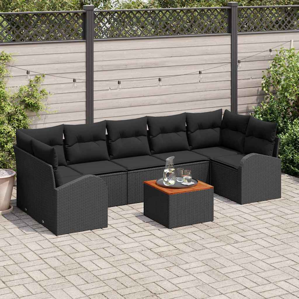 Set de canapele pentru grădină cu pernă 8 pcs Negru poliratan GartenMobel Dekor