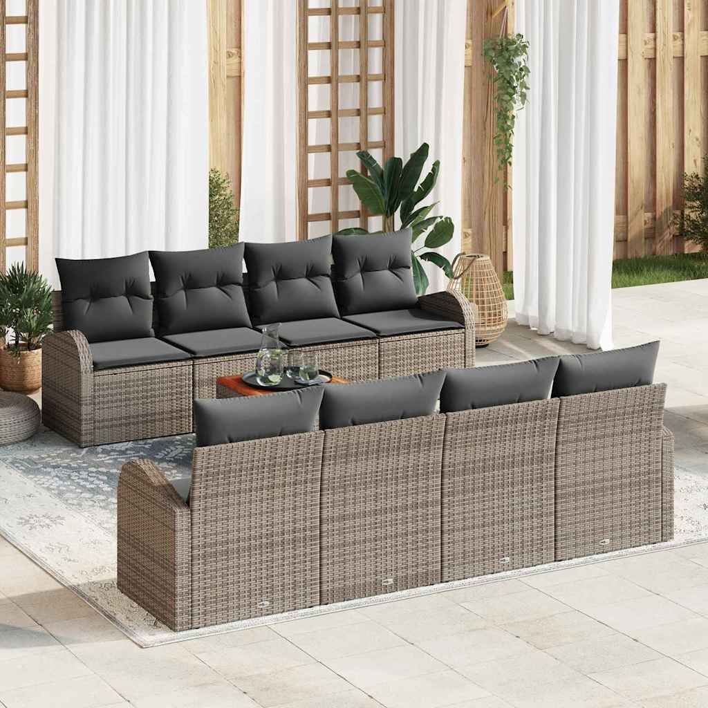 Set de canapele pentru grădină cu pernă 9 pcs Gri poliratan GartenMobel Dekor