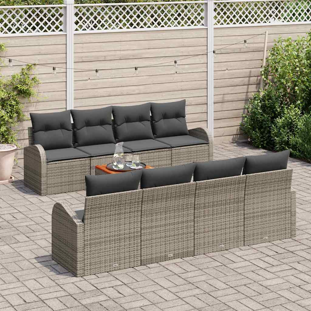 Set de canapele pentru grădină cu pernă 9 pcs Gri poliratan GartenMobel Dekor