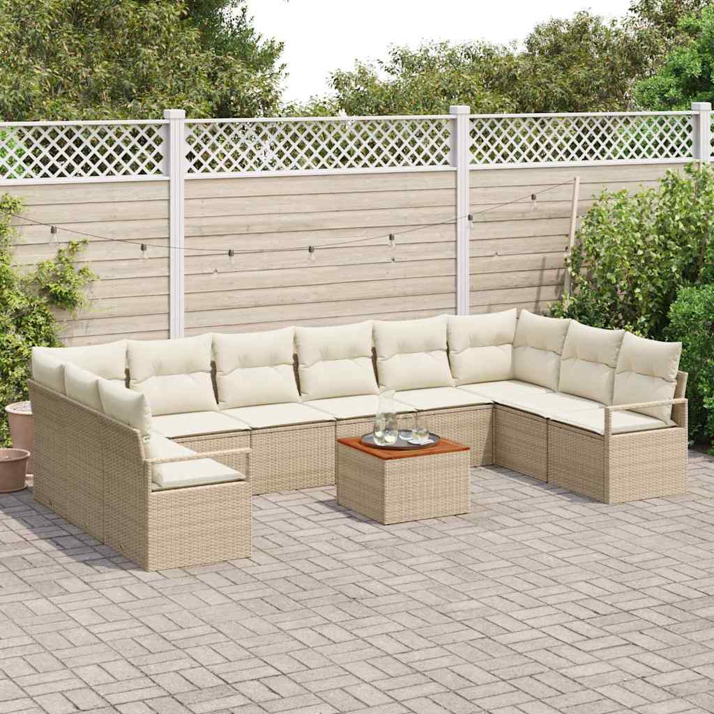 Set de canapele pentru grădină cu pernă 11 pcs Bej poliratan GartenMobel Dekor