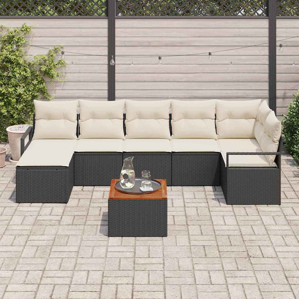 Set de canapele pentru grădină cu pernă 8 pcs Negru poliratan GartenMobel Dekor