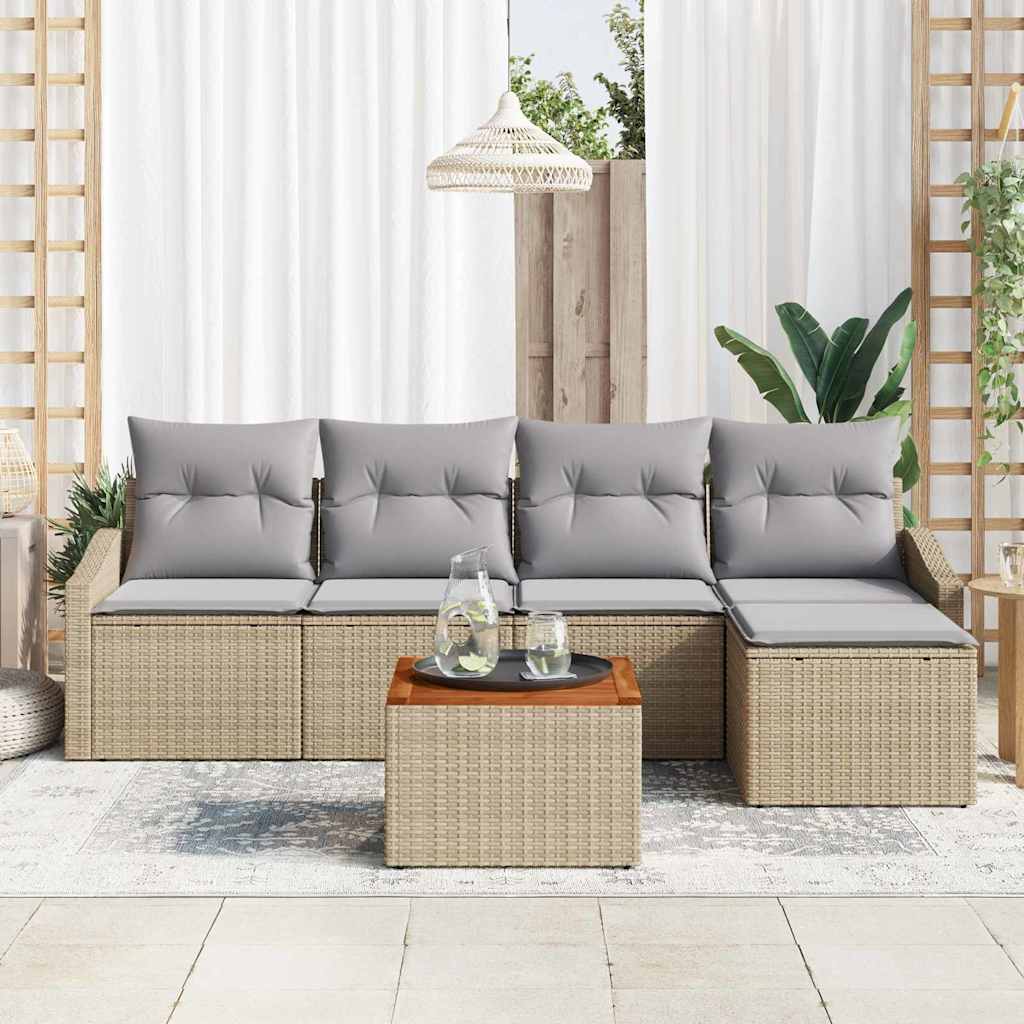Set de canapele pentru grădină cu pernă 6 pcs Bej poliratan GartenMobel Dekor