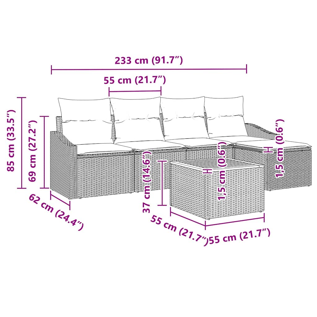 Set de canapele pentru grădină cu pernă 6 pcs Bej poliratan GartenMobel Dekor