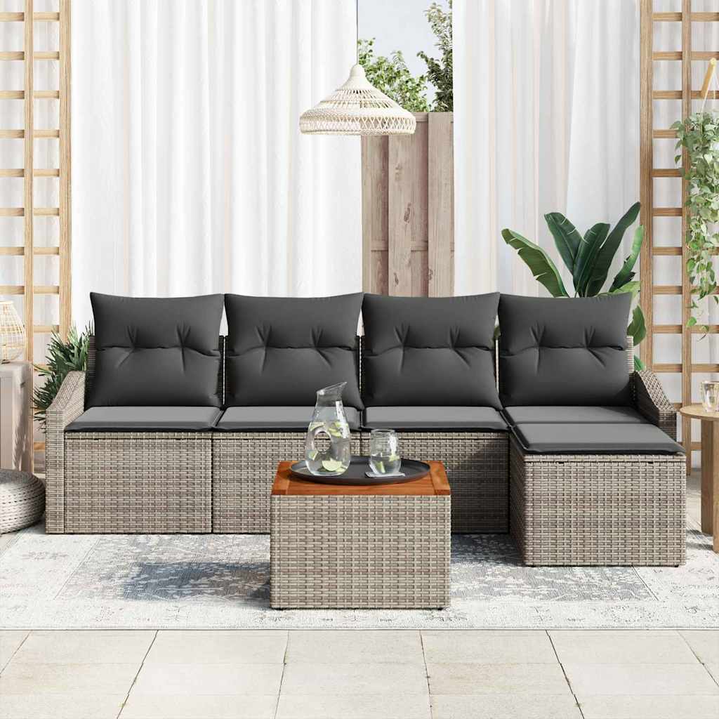 Set de canapele pentru grădină cu pernă 6 pcs Gri poliratan GartenMobel Dekor