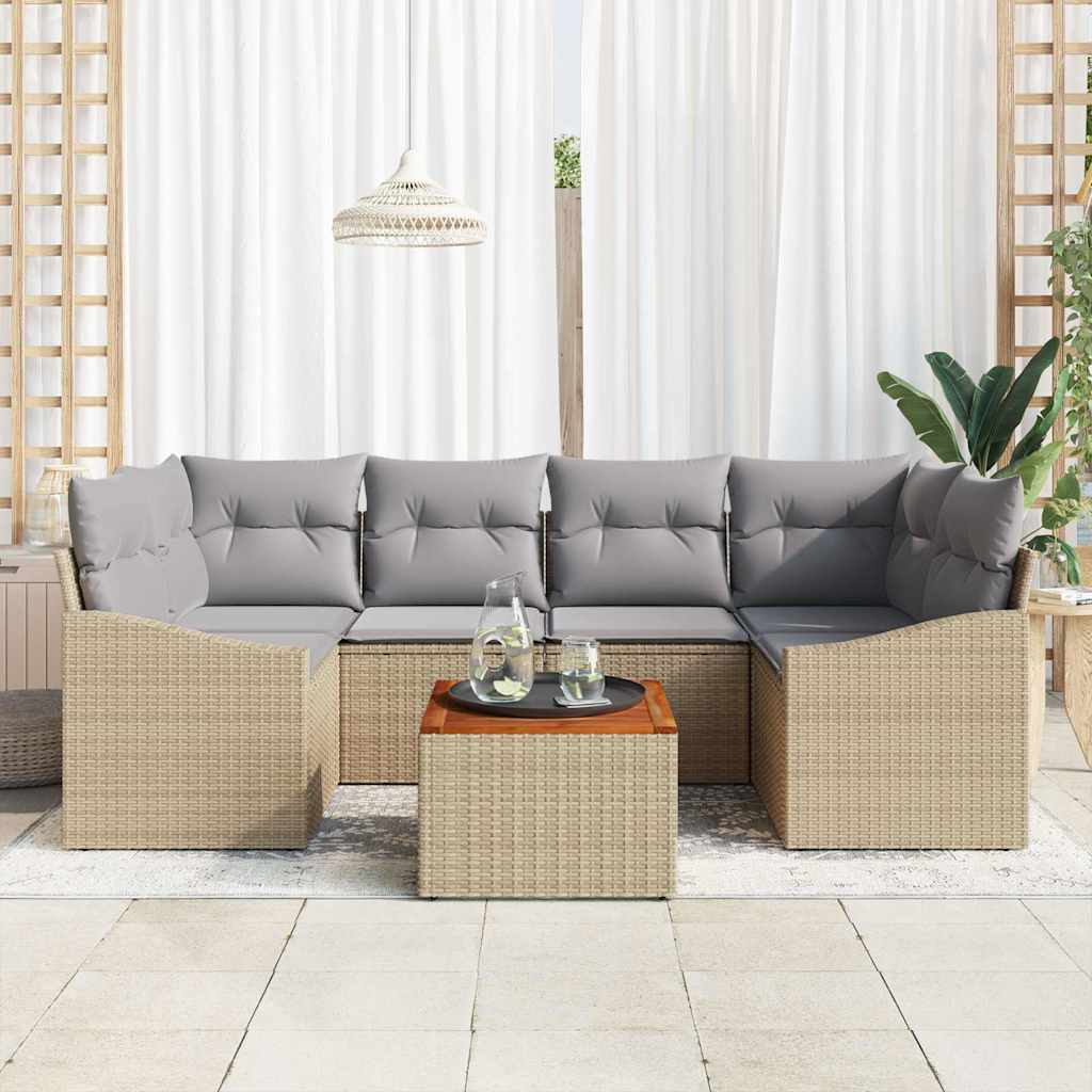 Set de canapele pentru grădină cu pernă 7 pcs Bej poliratan GartenMobel Dekor