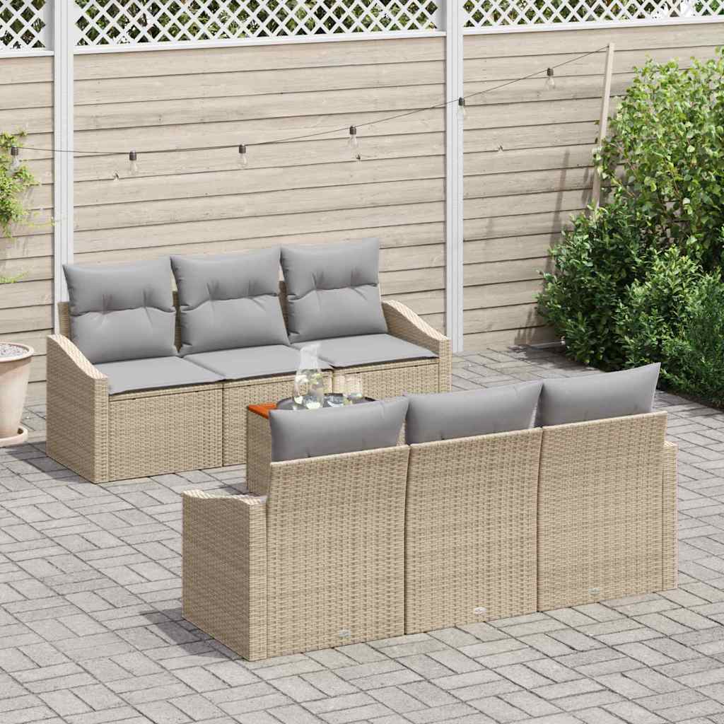 Set de canapele pentru grădină cu pernă 7 pcs Bej poliratan GartenMobel Dekor