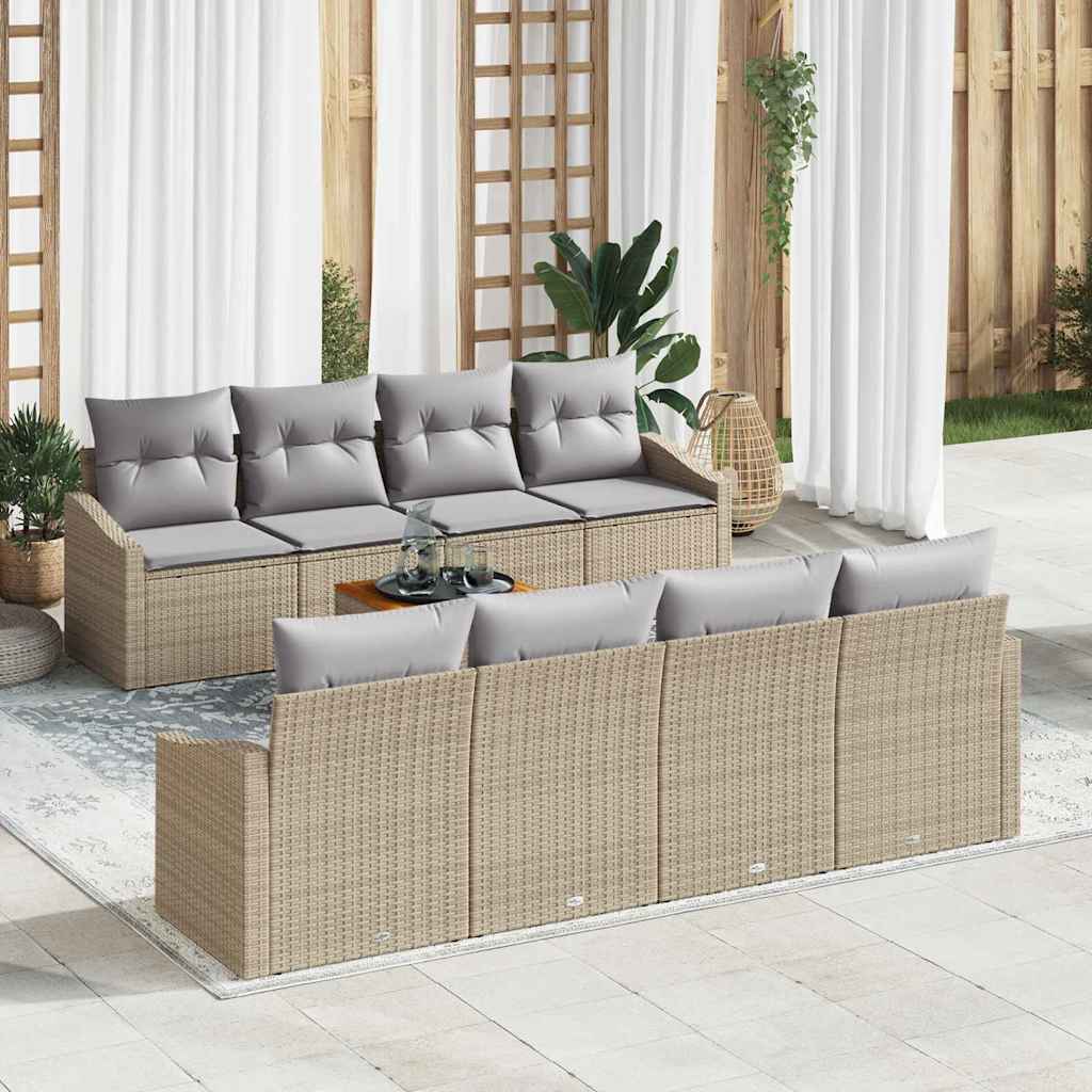 Set de canapele pentru grădină cu pernă 9 pcs Bej poliratan GartenMobel Dekor
