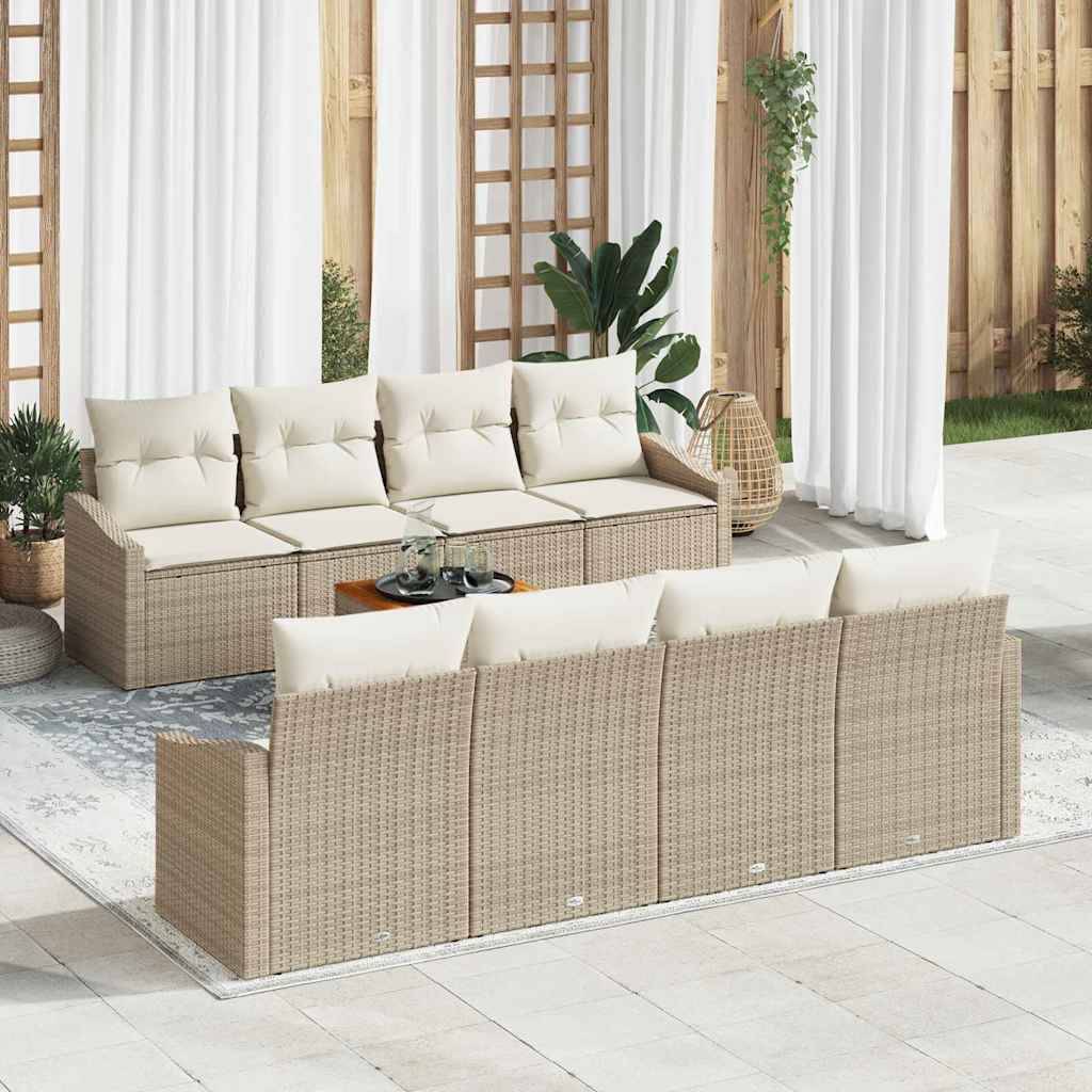 Set de canapele pentru grădină cu pernă 9 pcs Bej poliratan GartenMobel Dekor
