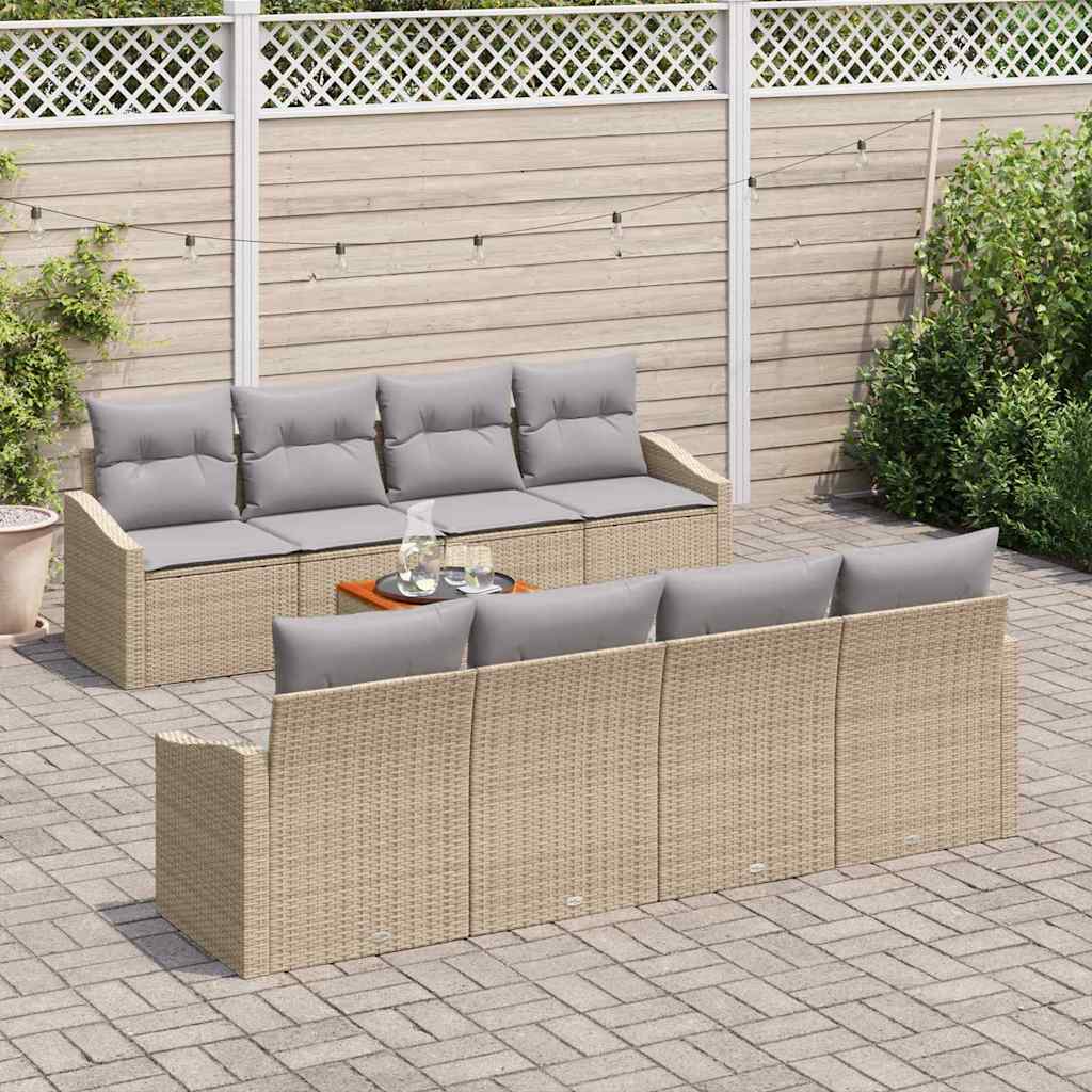 Set de canapele pentru grădină cu pernă 9 pcs Bej poliratan GartenMobel Dekor