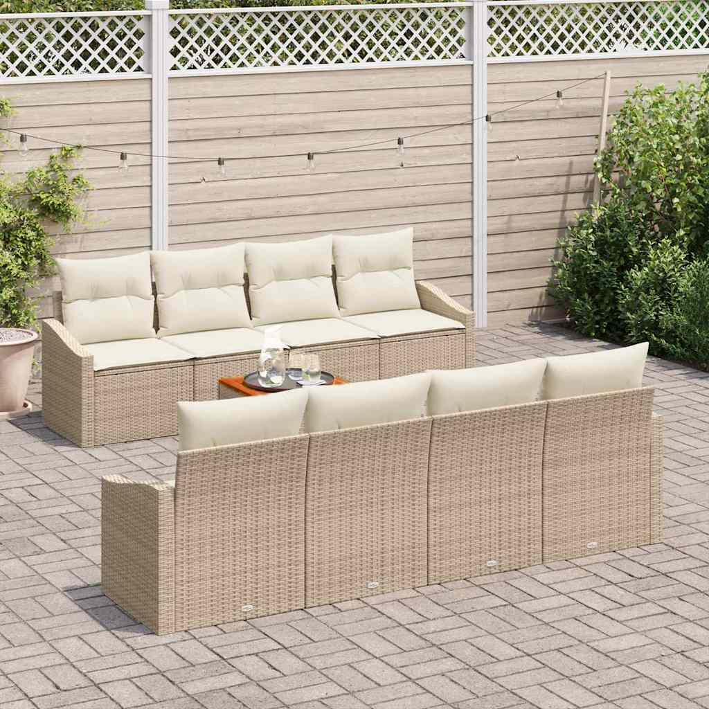 Set de canapele pentru grădină cu pernă 9 pcs Bej poliratan GartenMobel Dekor