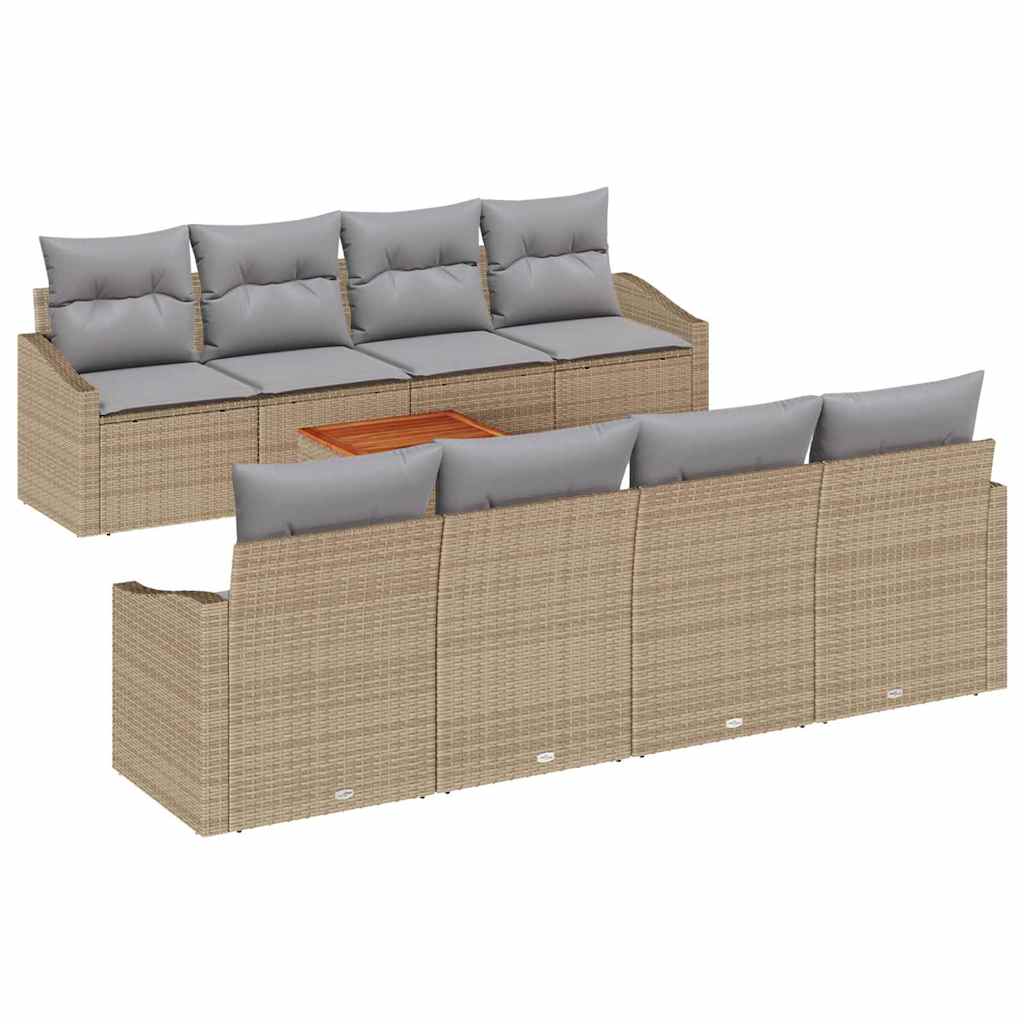 Set de canapele pentru grădină cu pernă 9 pcs Bej poliratan GartenMobel Dekor