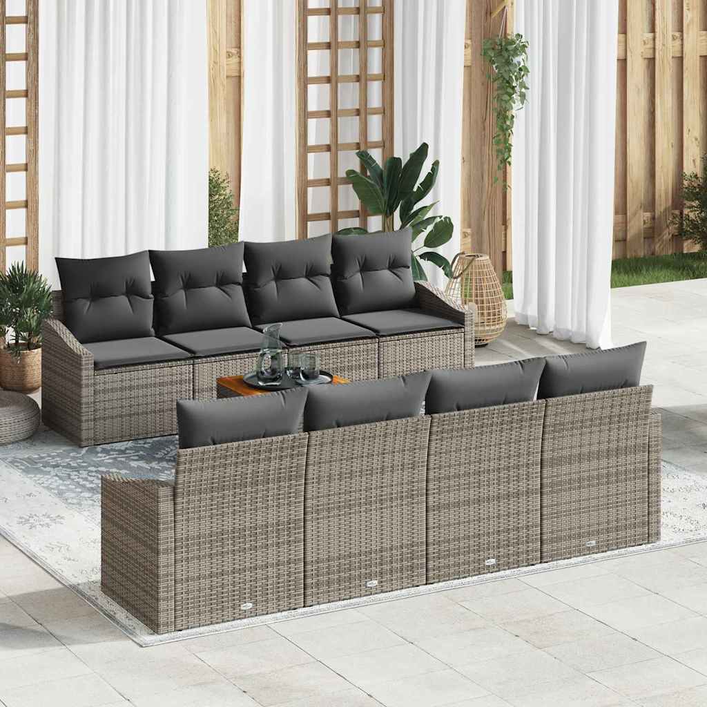 Set de canapele pentru grădină cu pernă 9 pcs Gri poliratan GartenMobel Dekor