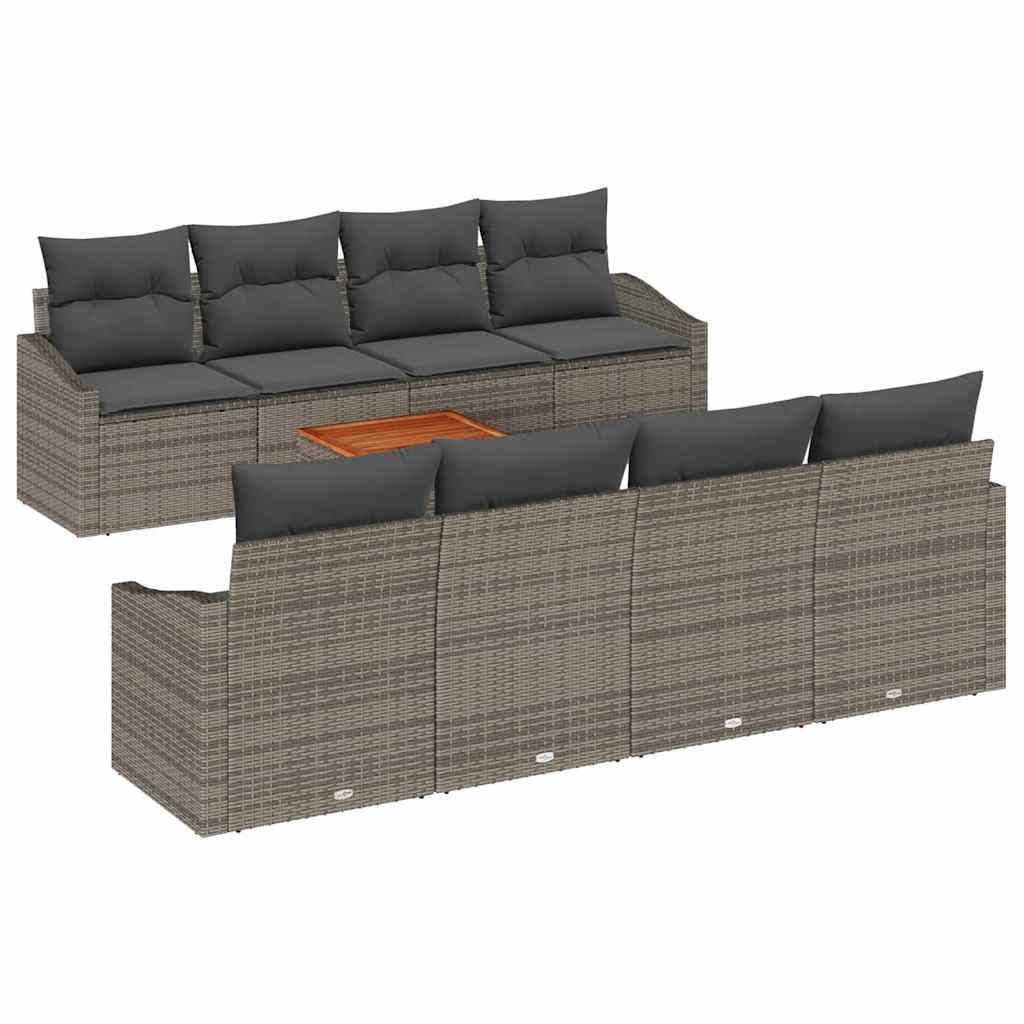 Set de canapele pentru grădină cu pernă 9 pcs Gri poliratan GartenMobel Dekor