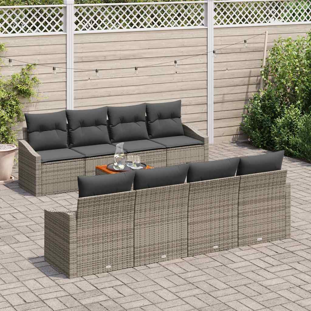 Set de canapele pentru grădină cu pernă 9 pcs Gri poliratan GartenMobel Dekor
