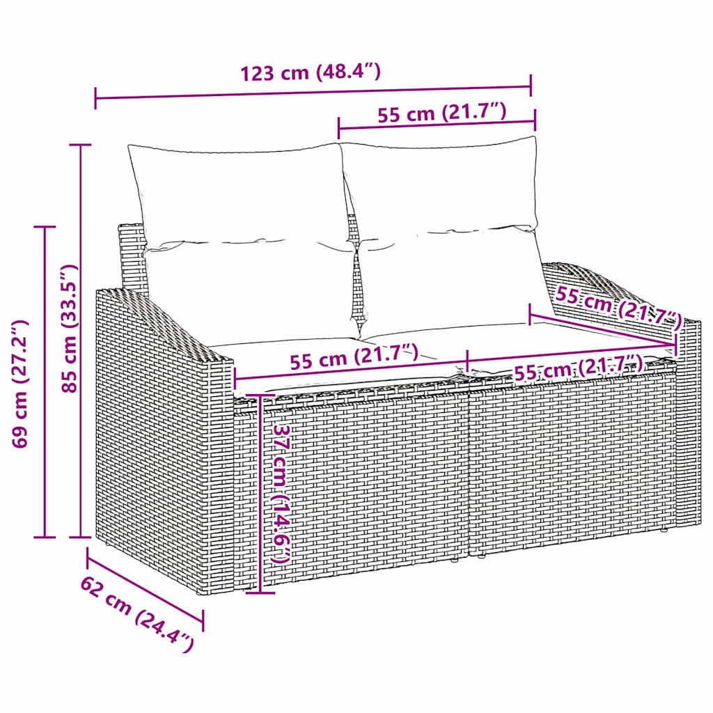 Set de canapele pentru grădină cu pernă 9 pcs Negru poliratan GartenMobel Dekor
