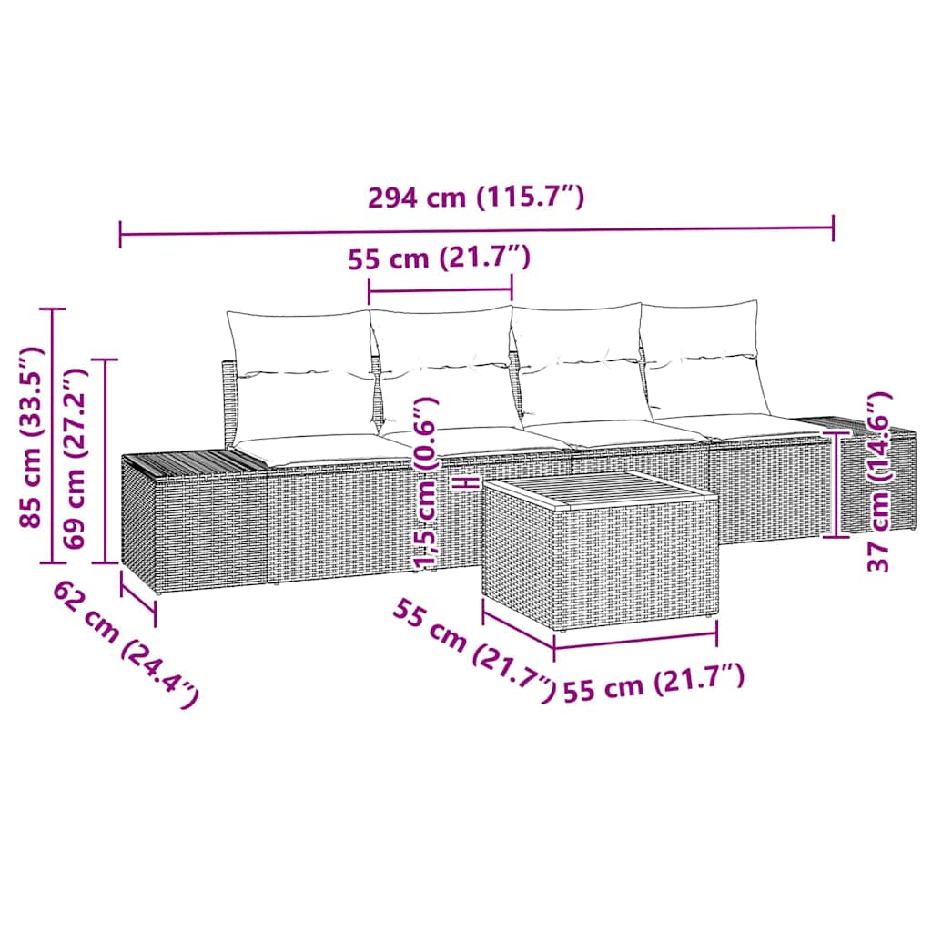 Set de canapele pentru grădină cu pernă 5 pcs Bej poliratan GartenMobel Dekor